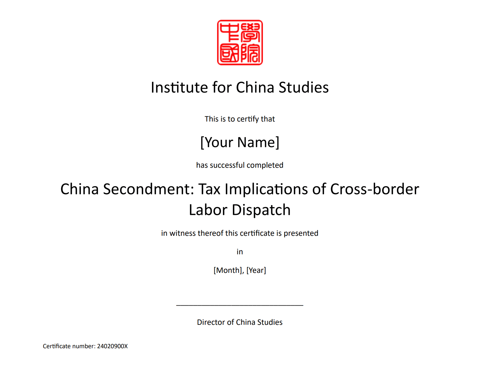 Certificate Template_China Secondment