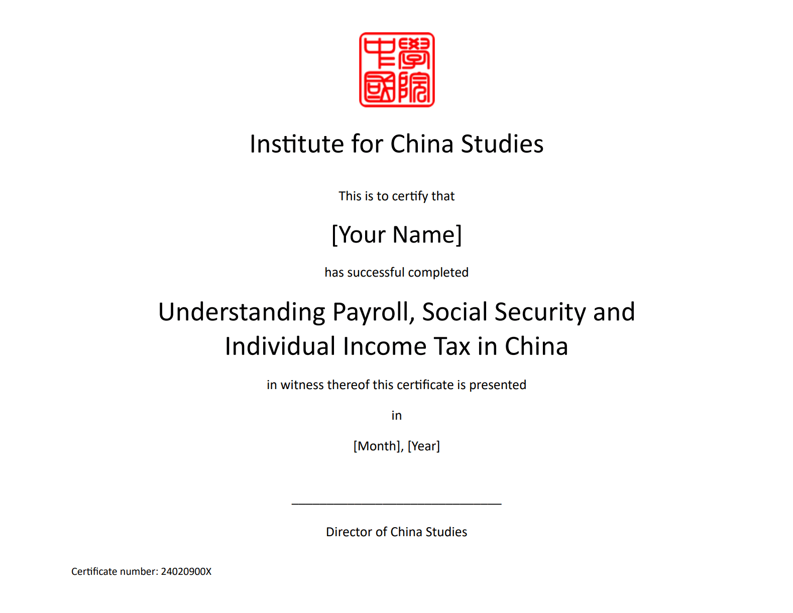 Certificate Template_Understanding Payroll Social Security and IIT in China